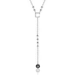Silver Beaded Black Eye Necklace Silver Beaded Black Eye Necklace
