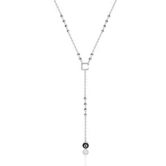 Silver Beaded Black Eye Necklace Silver Beaded Black Eye Necklace
