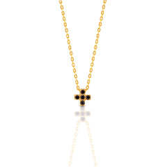 Black Onyx Tiny Cross Necklace 18K Black Onyx Tiny Cross Necklace 18K