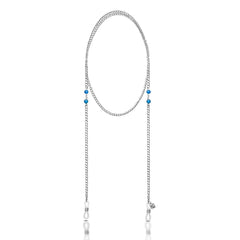 Double Blue Bead - Platinum Double Blue Bead - Platinum