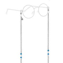 Double Blue Bead - Platinum Double Blue Bead - Platinum