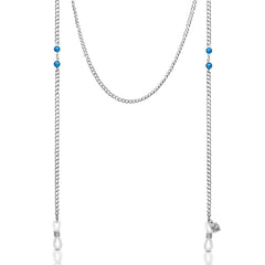 Double Blue Bead - Platinum Double Blue Bead - Platinum