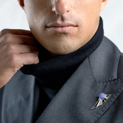 Blue Platinum Rene Lapel Pin Blue Platinum Rene Lapel Pin