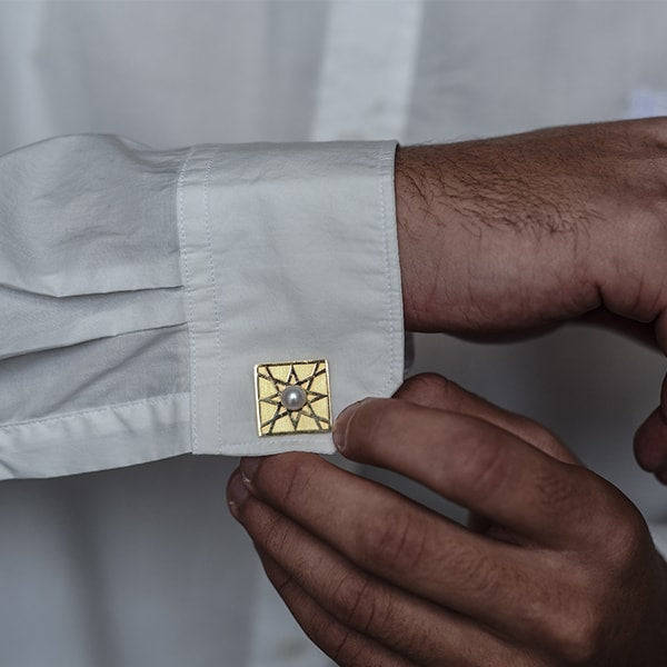 Gold Plated Pearl Cufflinks  Gold Plated Pearl Cufflinks