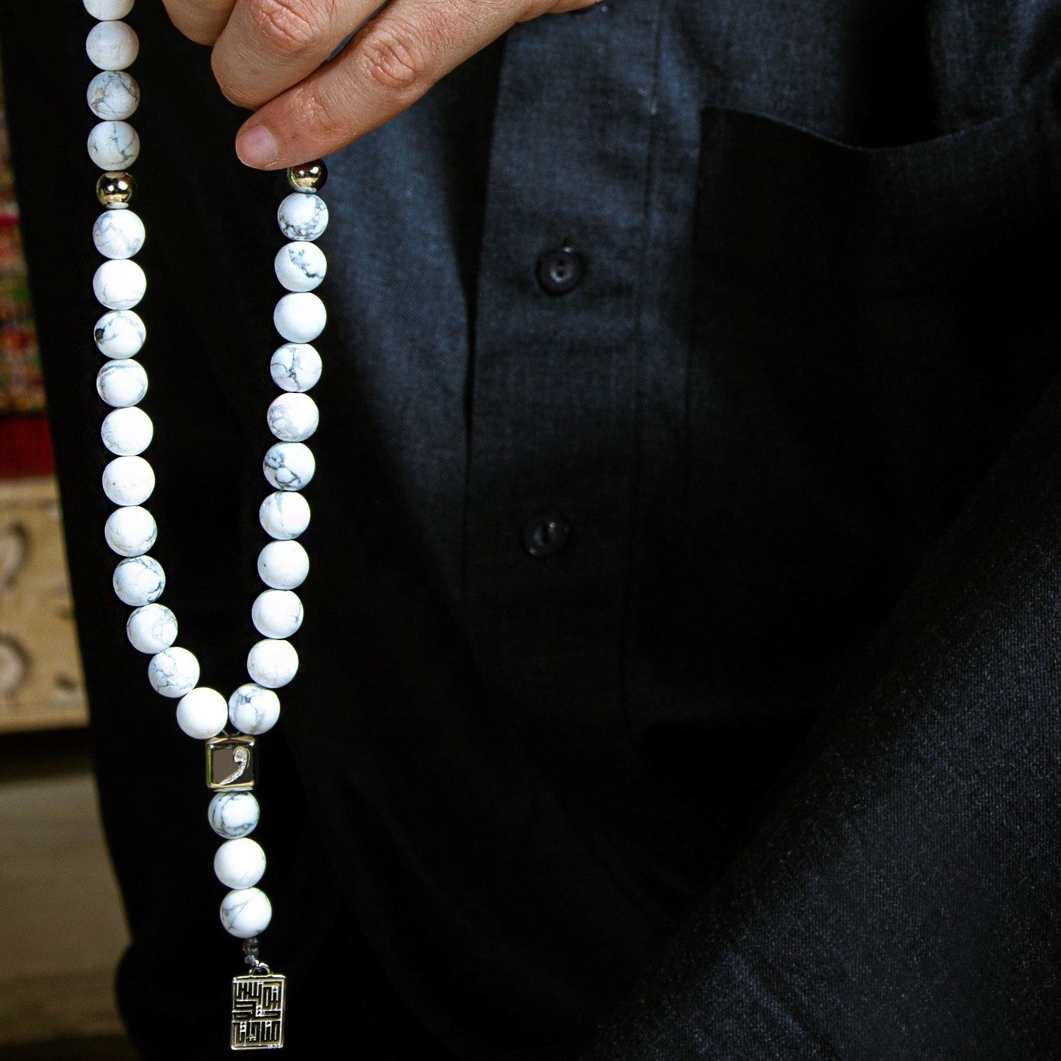 White Marble Prayer Bead