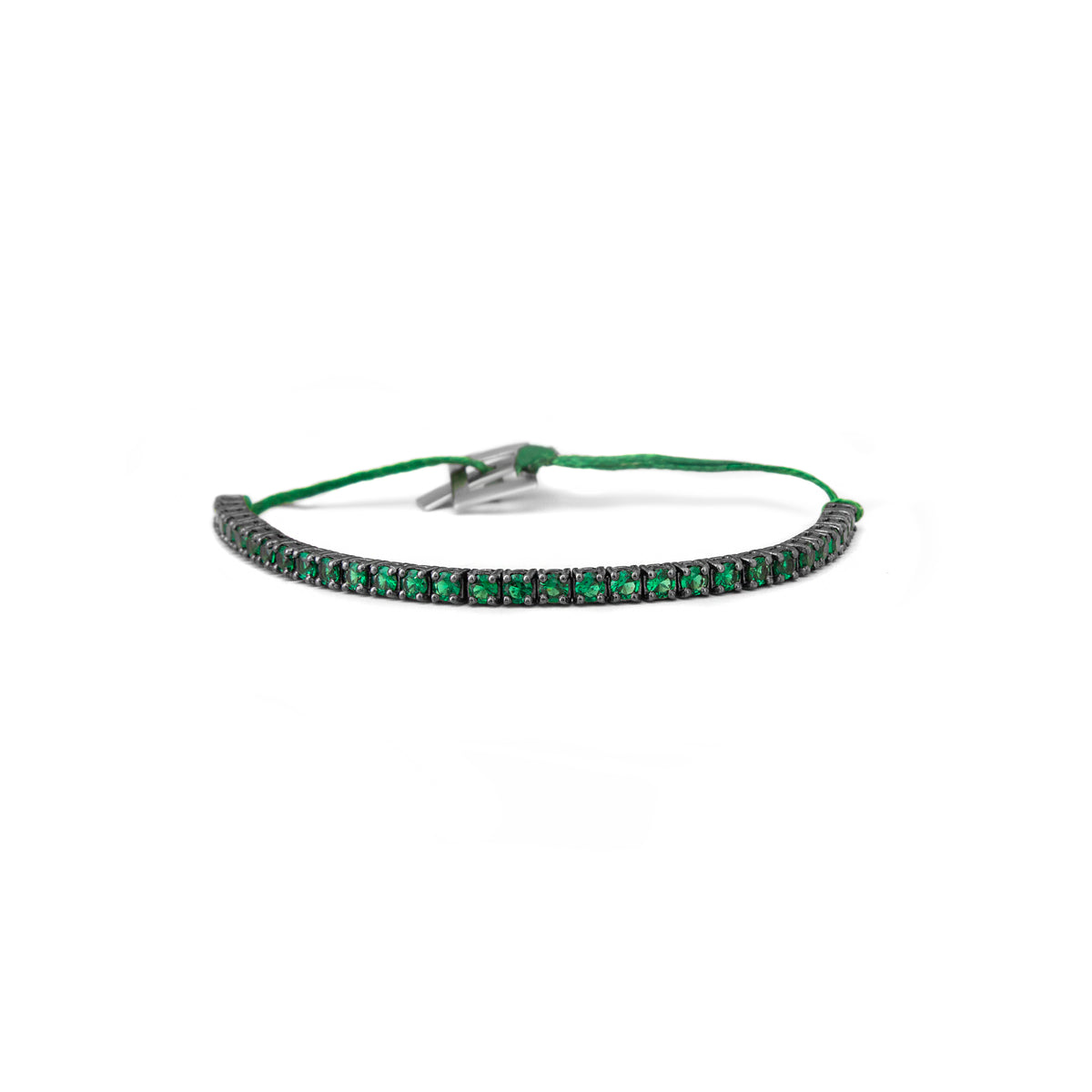 Tennis Bracelet Black - Green Stone