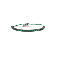 Tennis Bracelet Black - Green Stone