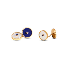Navy White 18K Cufflinks