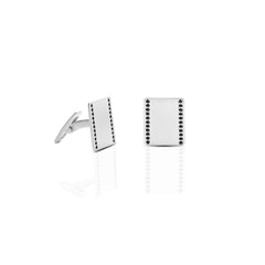 Flat Square Stone Cufflinks- Platinum