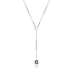 Silver Beaded Black Eye Necklace