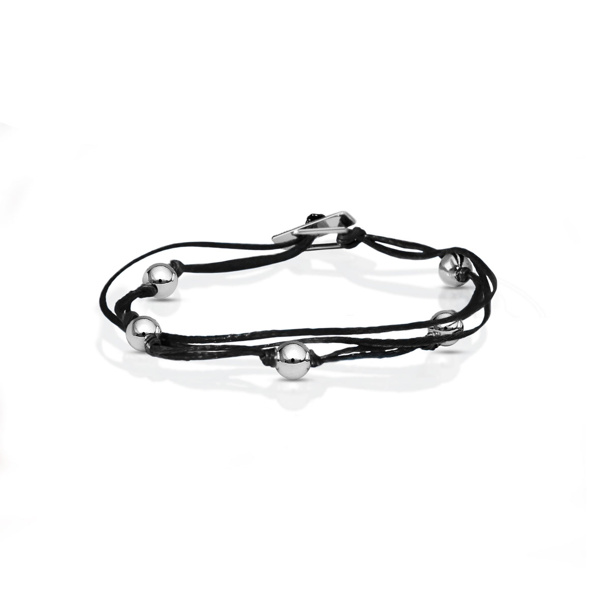 Silver Ball Bracelet- Black