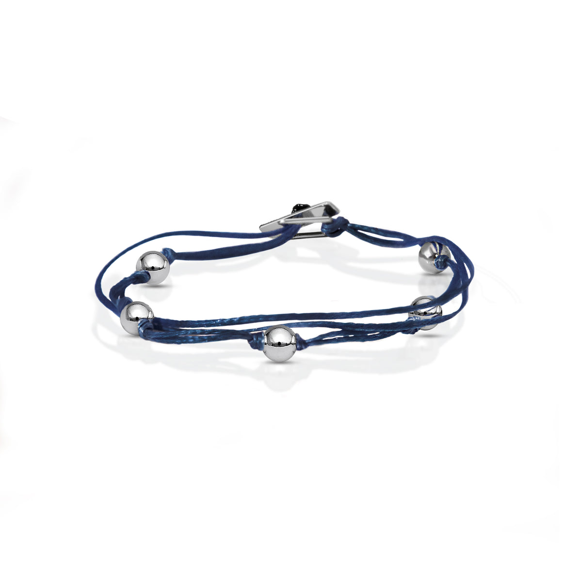 Silver Ball Bracelet- Navy