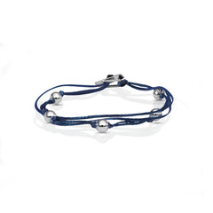 Silver Ball Bracelet- Navy