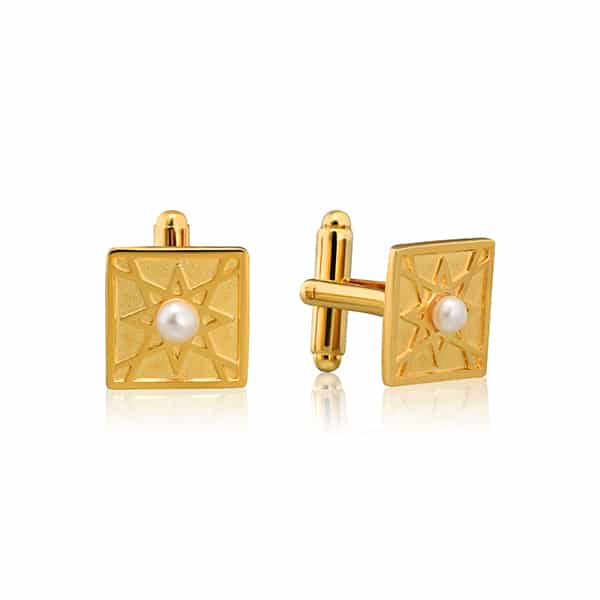 Gold Plated Pearl Cufflinks 